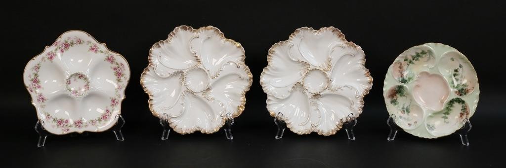 4 LIMOGES PORCELAIN OYSTER PLATES4