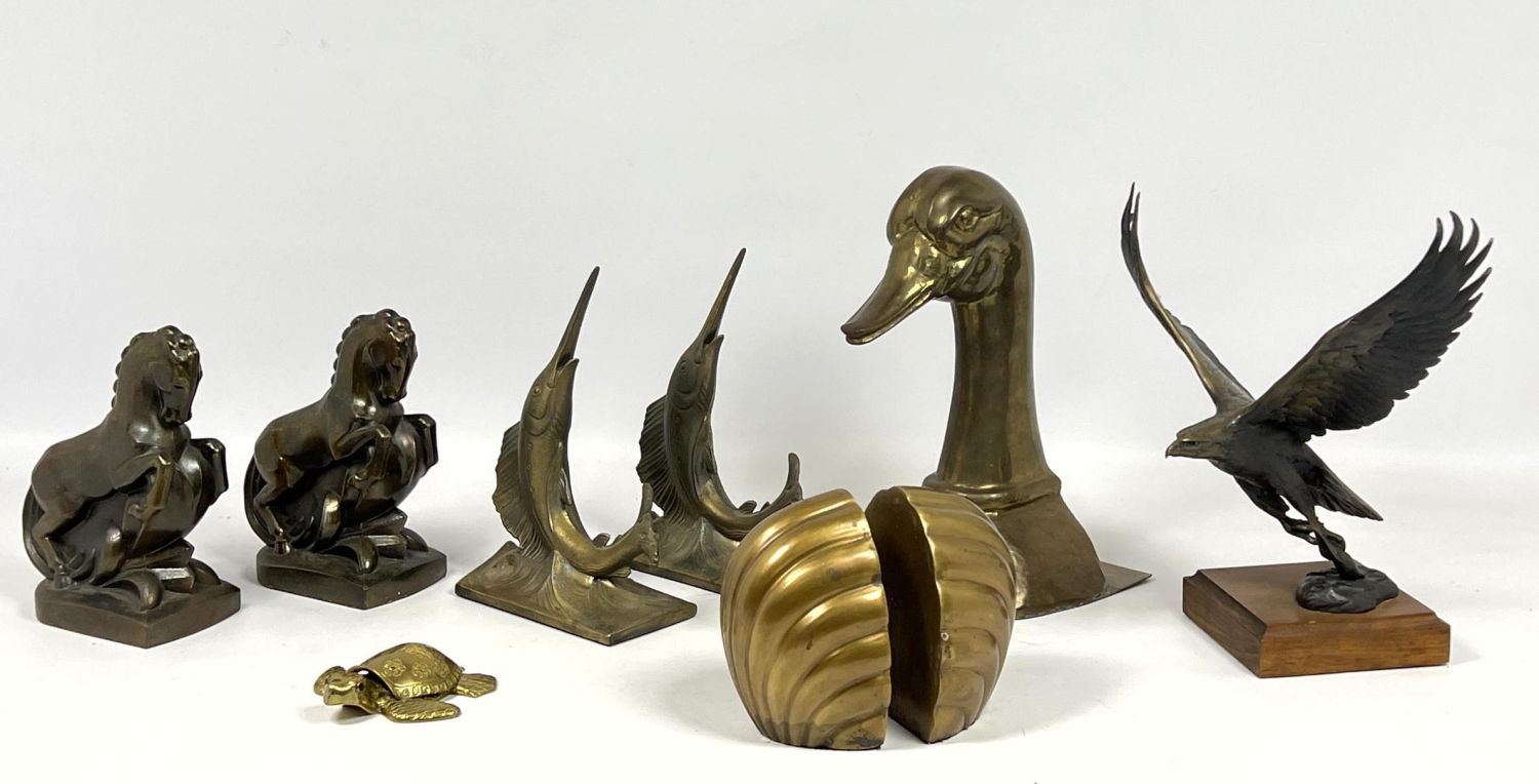 Brass Bronze and Metal Lot Bookends  2fee85