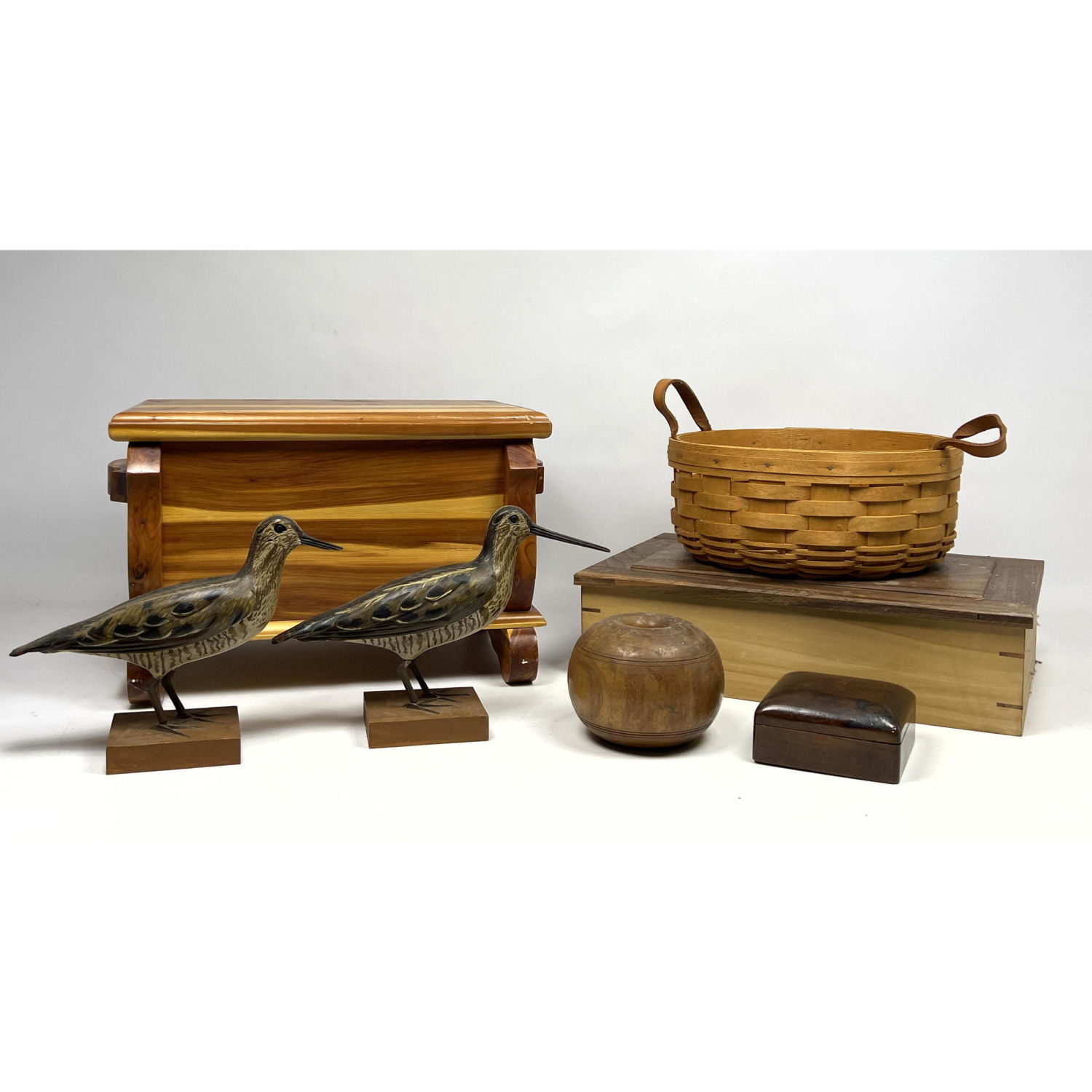 Wood Shelf Lot. LONGABERGER Basket.