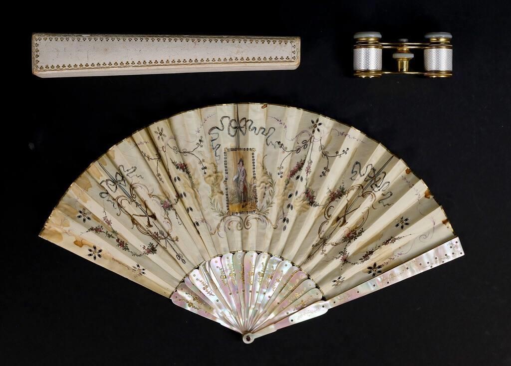 MOTHER-OF-PEARL FAN & OPERA GLASSESFrench