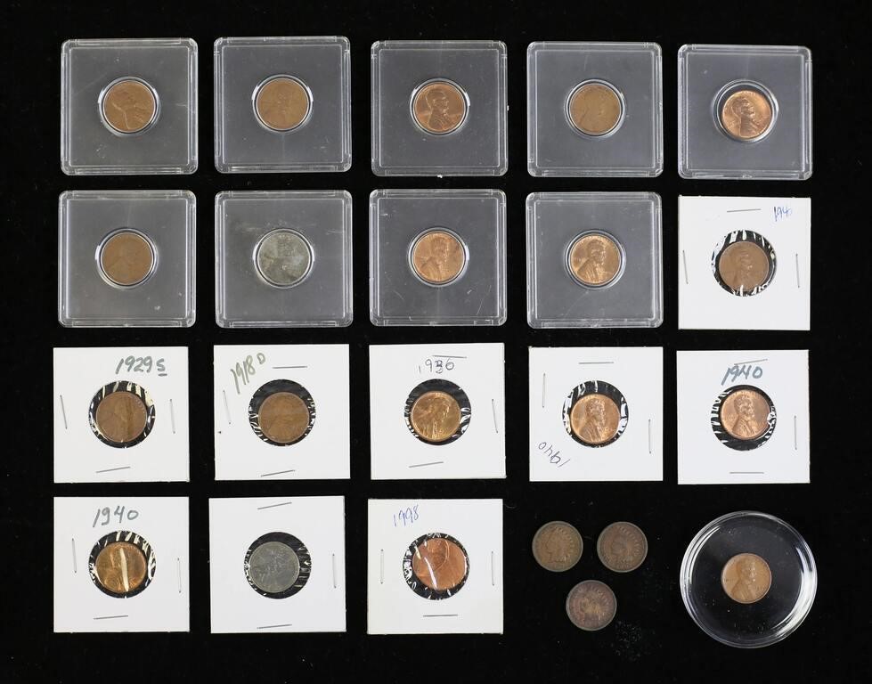 LINCOLN PENNIES AND INDIAN HEAD