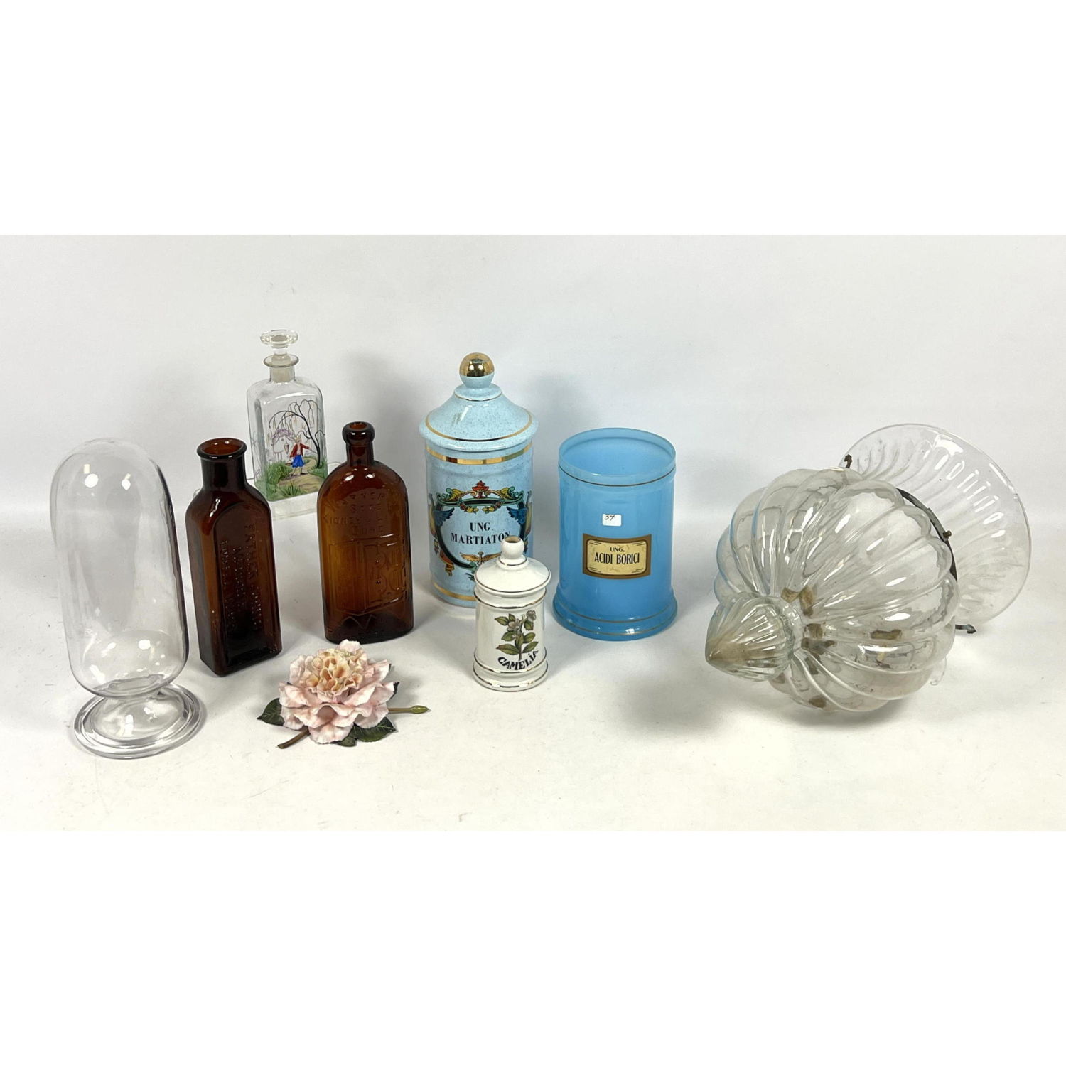 Glass and porcelain Apothecary lot.