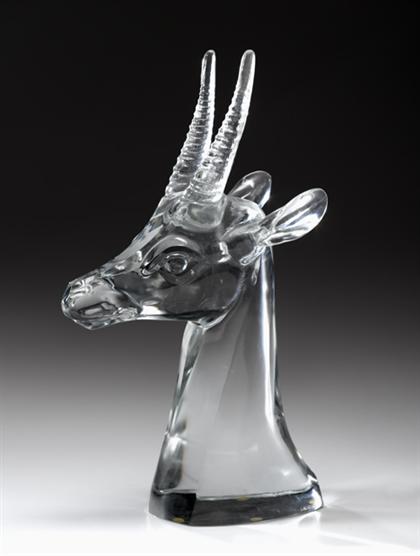 Large Lalique glass head of a gazelle