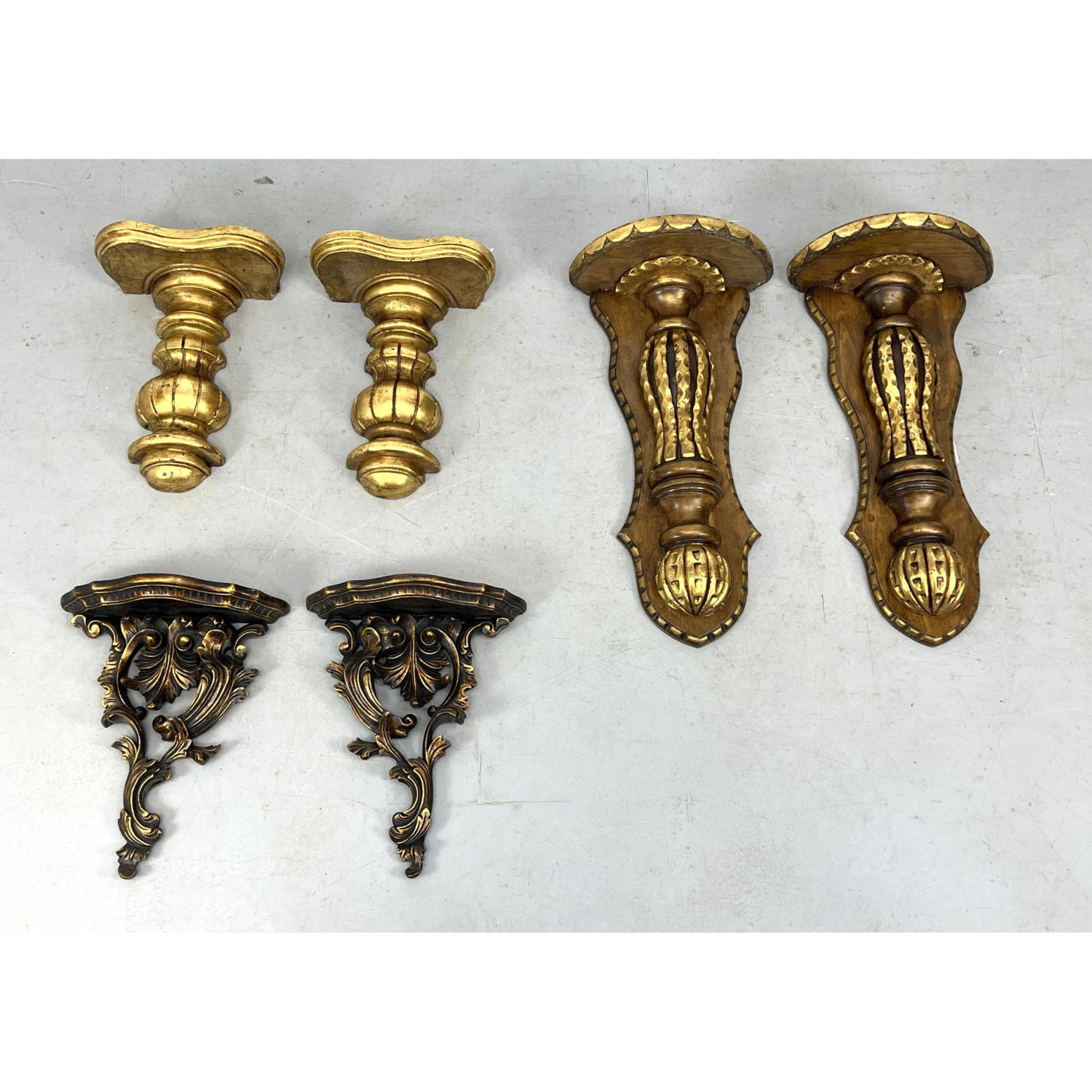 3pr Wood Wall Brackets. Two Pair