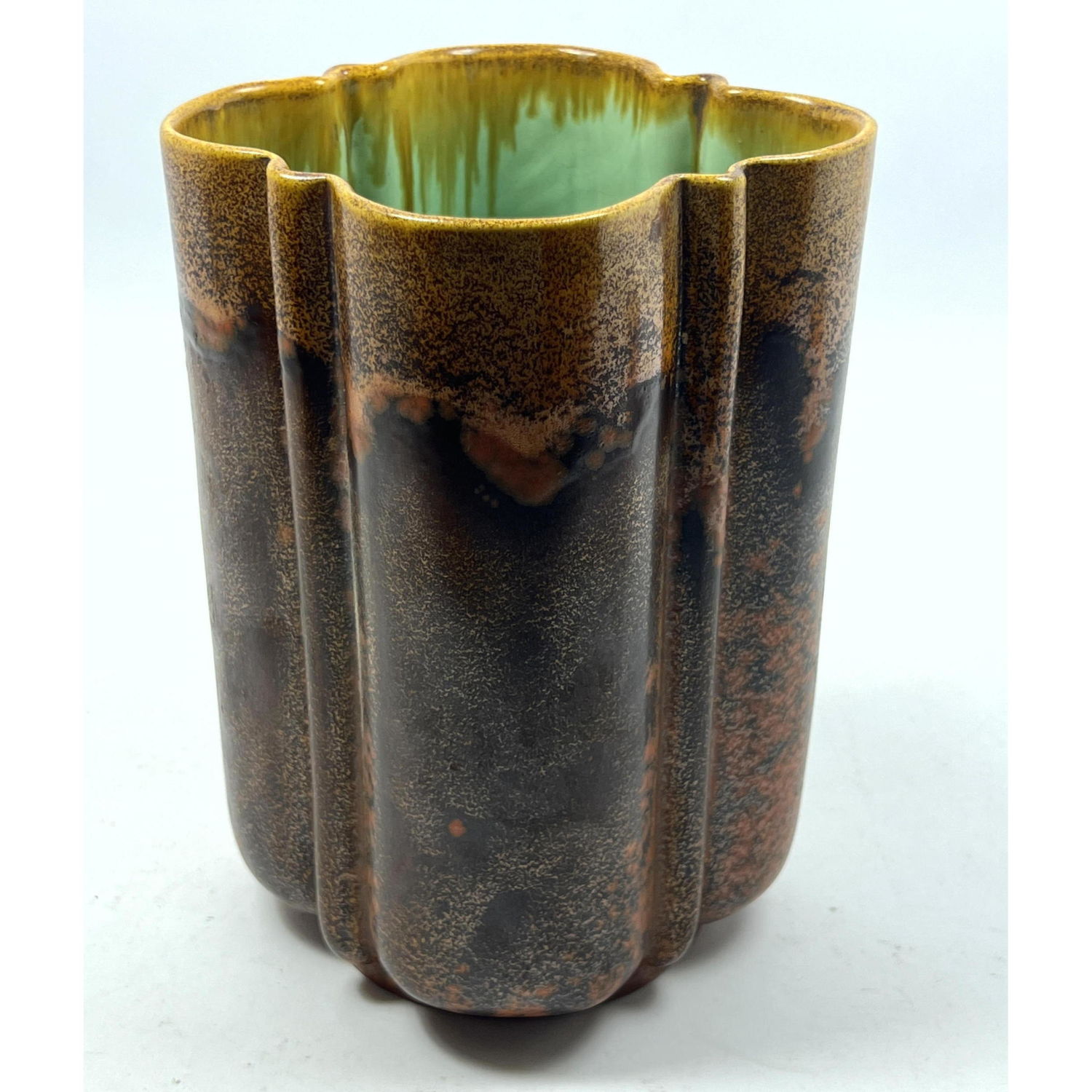 Stangl Art Deco Pottery Vase. Scalloped