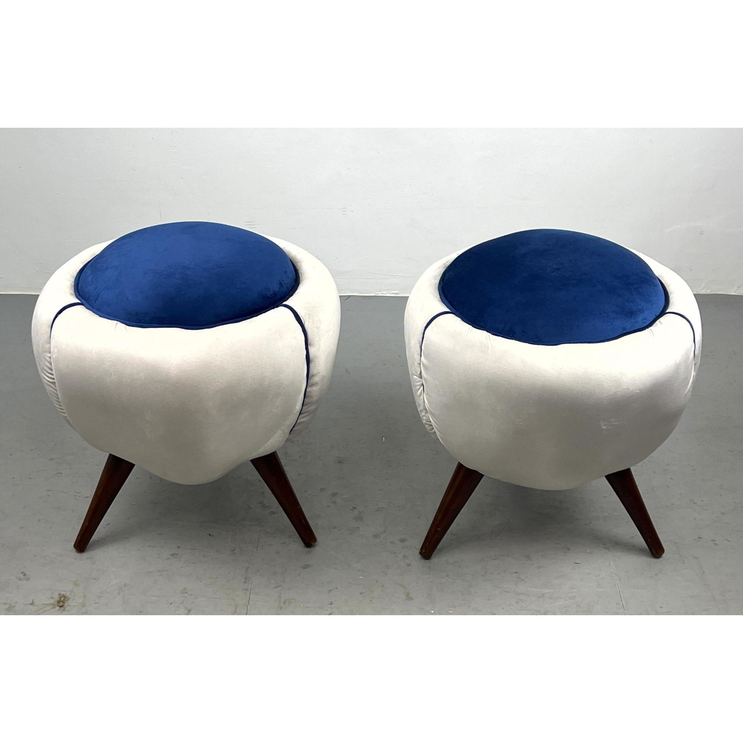 Pair Italian Style Pouf Stool Ottomans