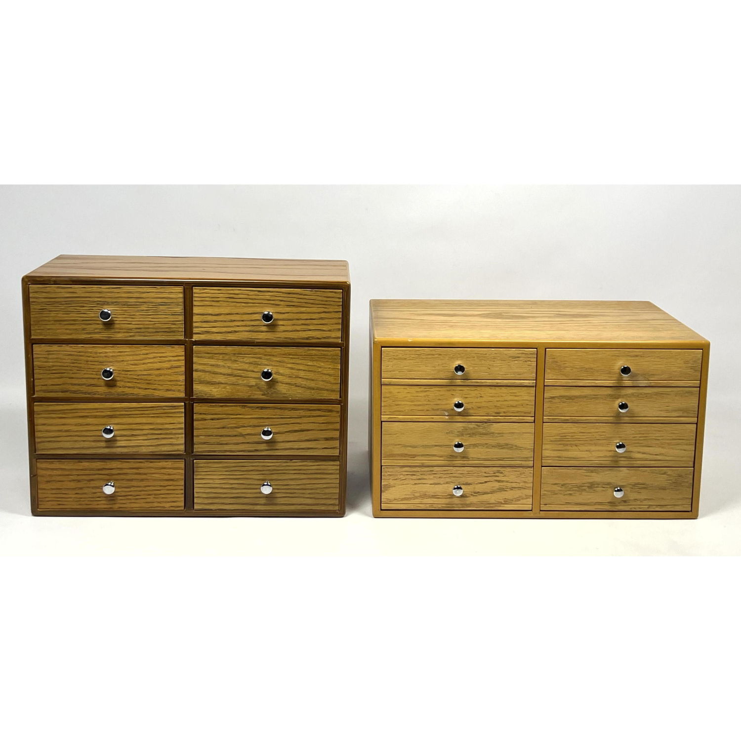 Pair of Combed Oak Veneer Modernist