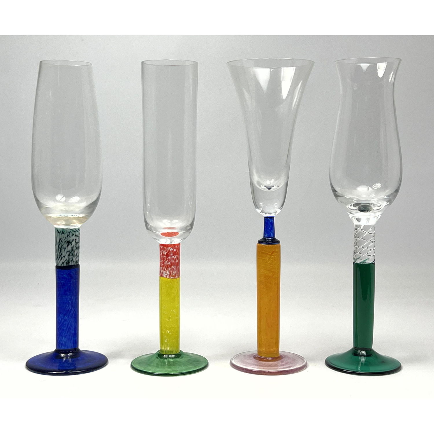 Set 4 Memphis Art Glass Champagne 2feff5