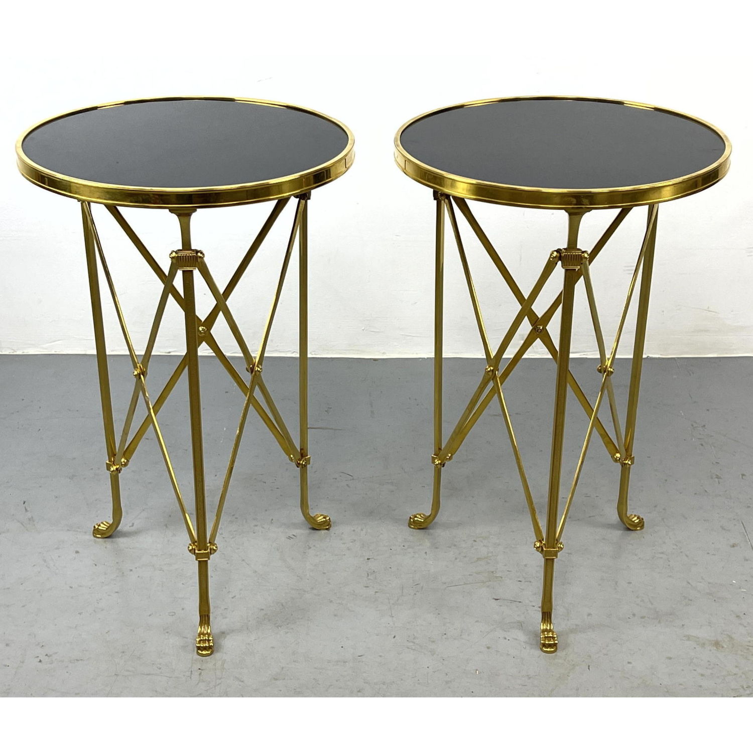 Pr Brass and Granite Tabouret Tables.