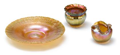 Three iridescent Art glass items 4cb34