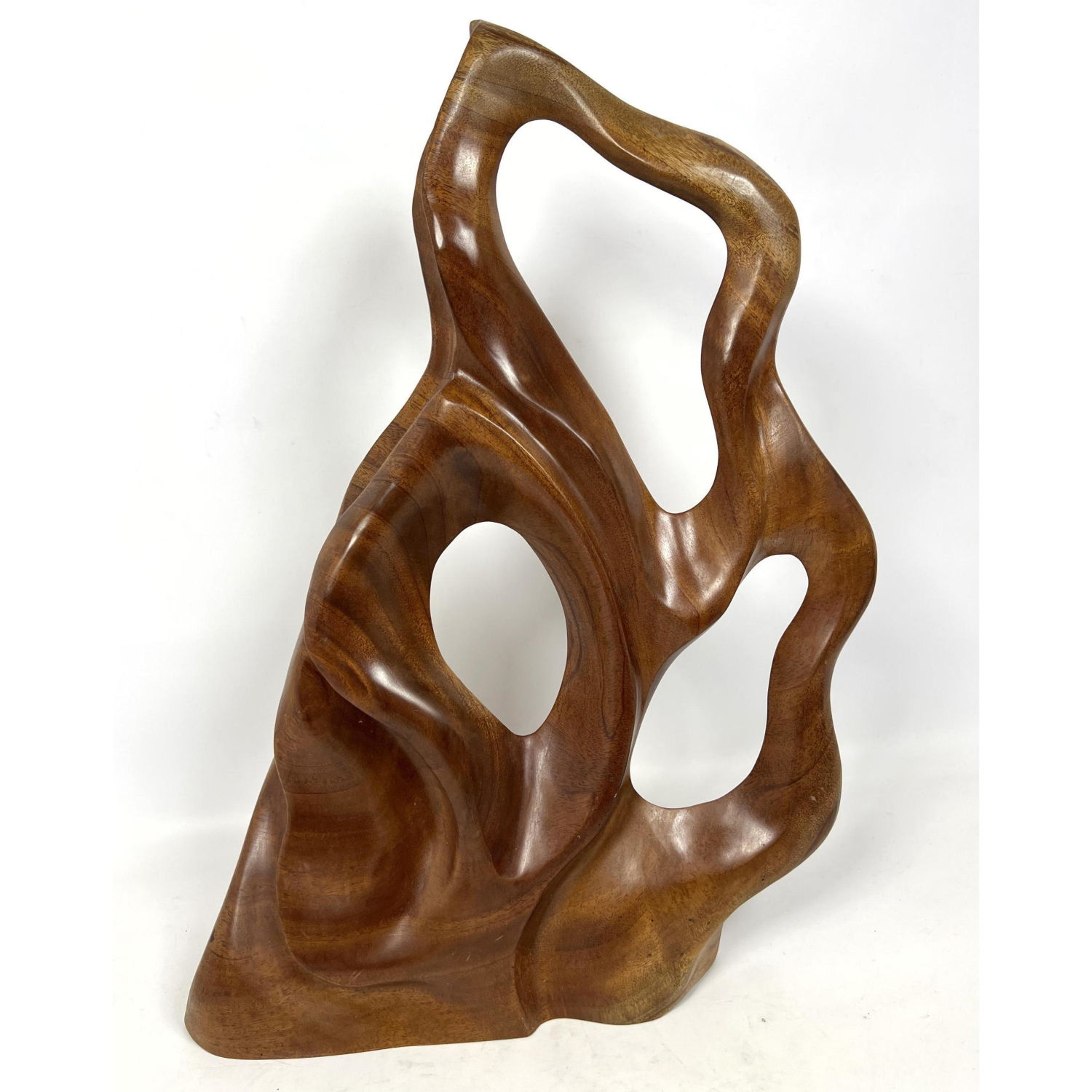 Carved Teak Wood Abstract Sculpture.