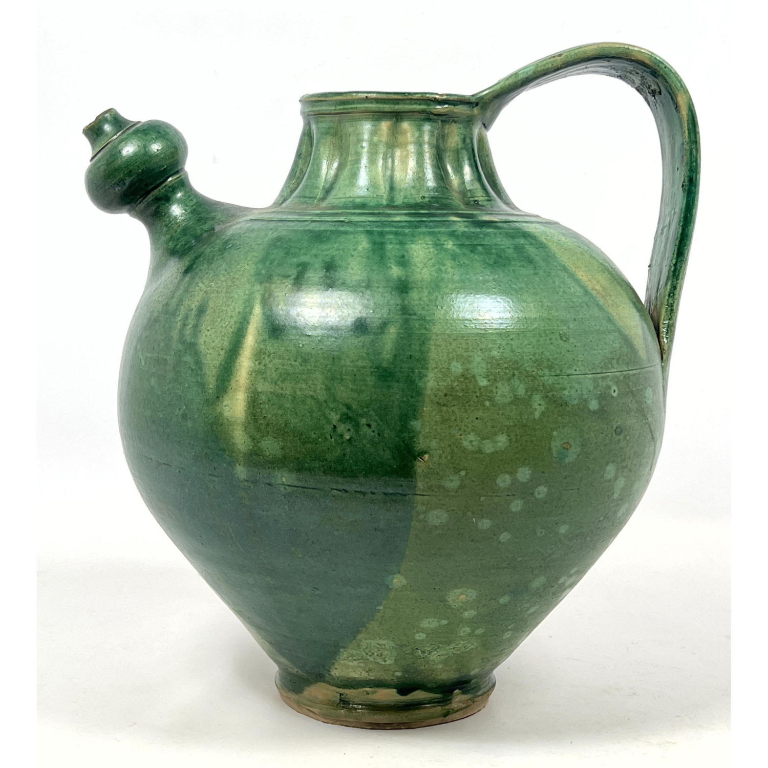 Italian green pottery pitcher jug.
