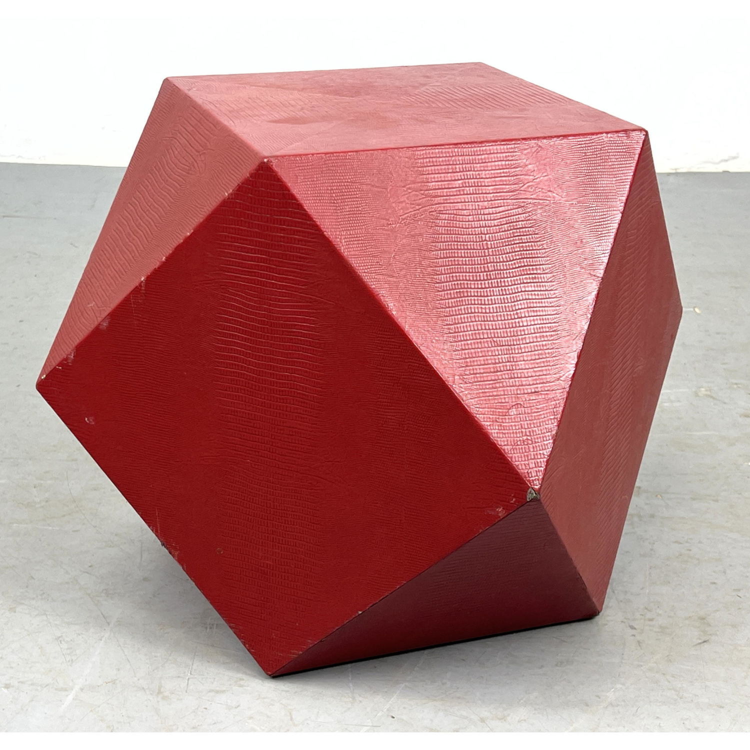 Bright Red Faux Lizard Skin Polyhedron