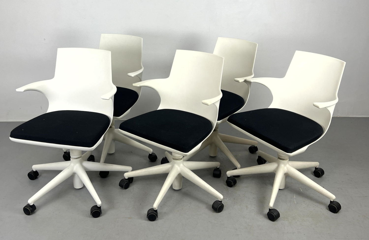 Set 5 KARTELL White Desk Office Chairs.