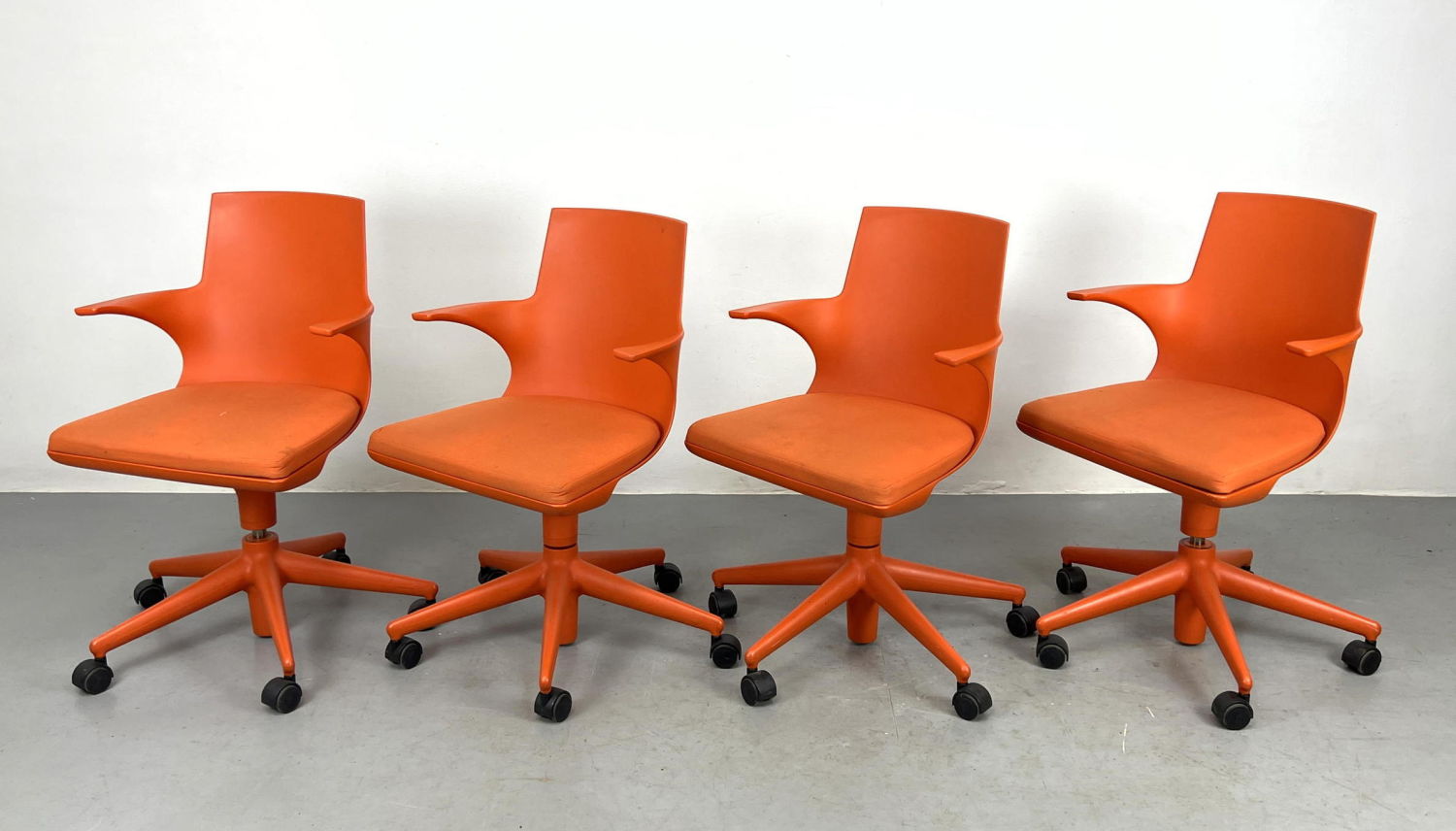 Set 4 KARTELL Orange Desk Office Chairs.