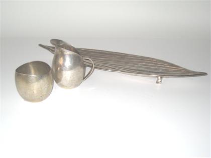 Sterling silver leaf form serving