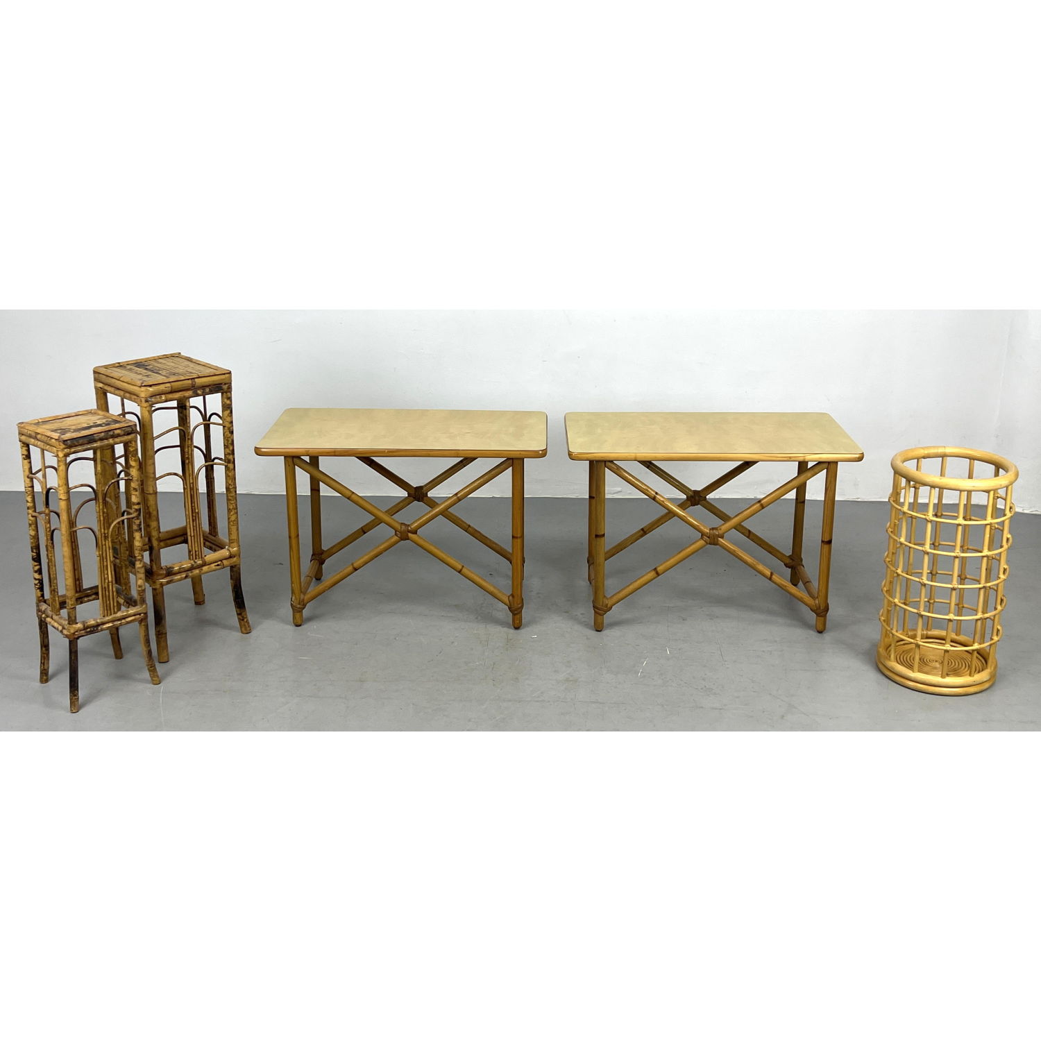 5pc Rattan and Bamboo Tall Stands  2ff0c0