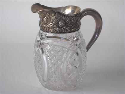 Cut glass water pitcher with sterling 4cb47