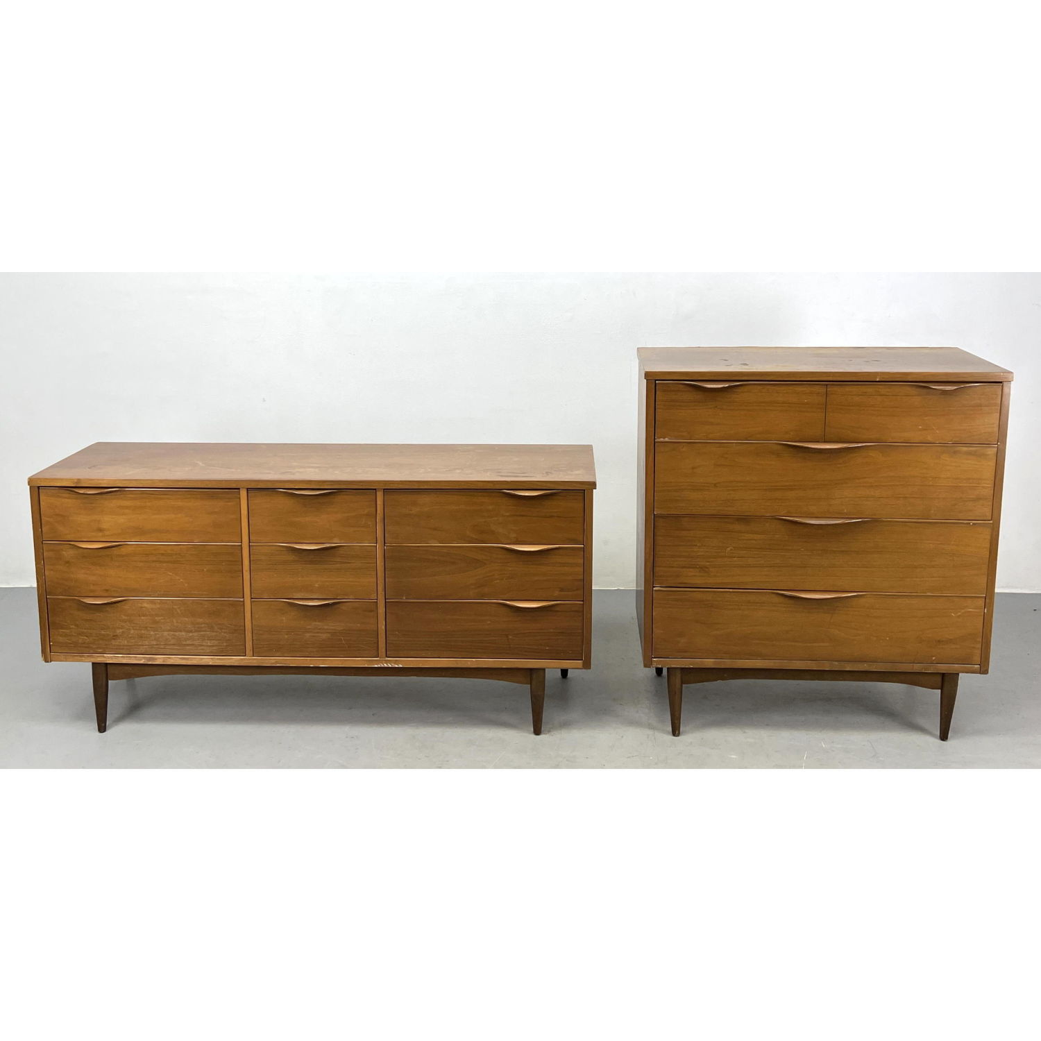 Pr American Modern Walnut Dressers.