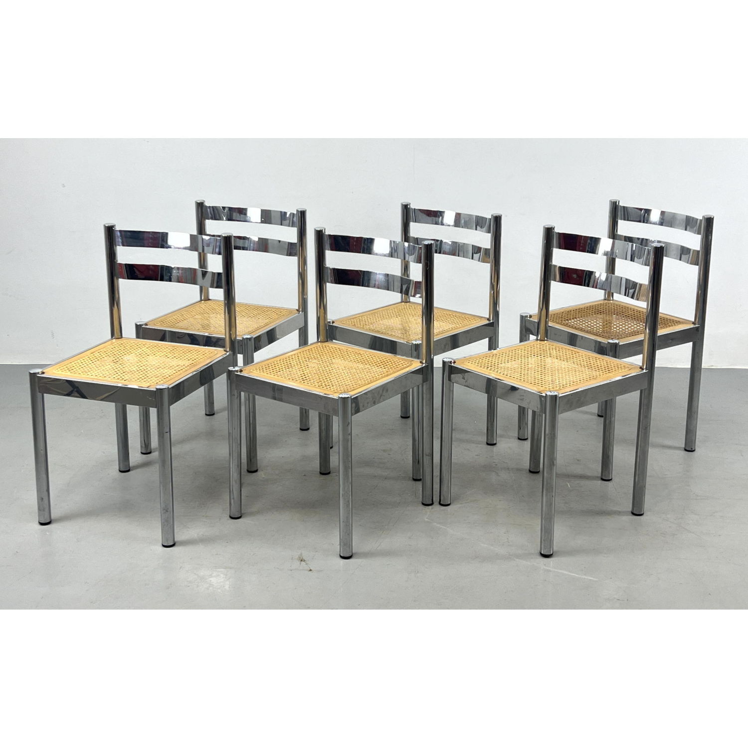 Set 6 Chrome Modernist Dining Chairs.