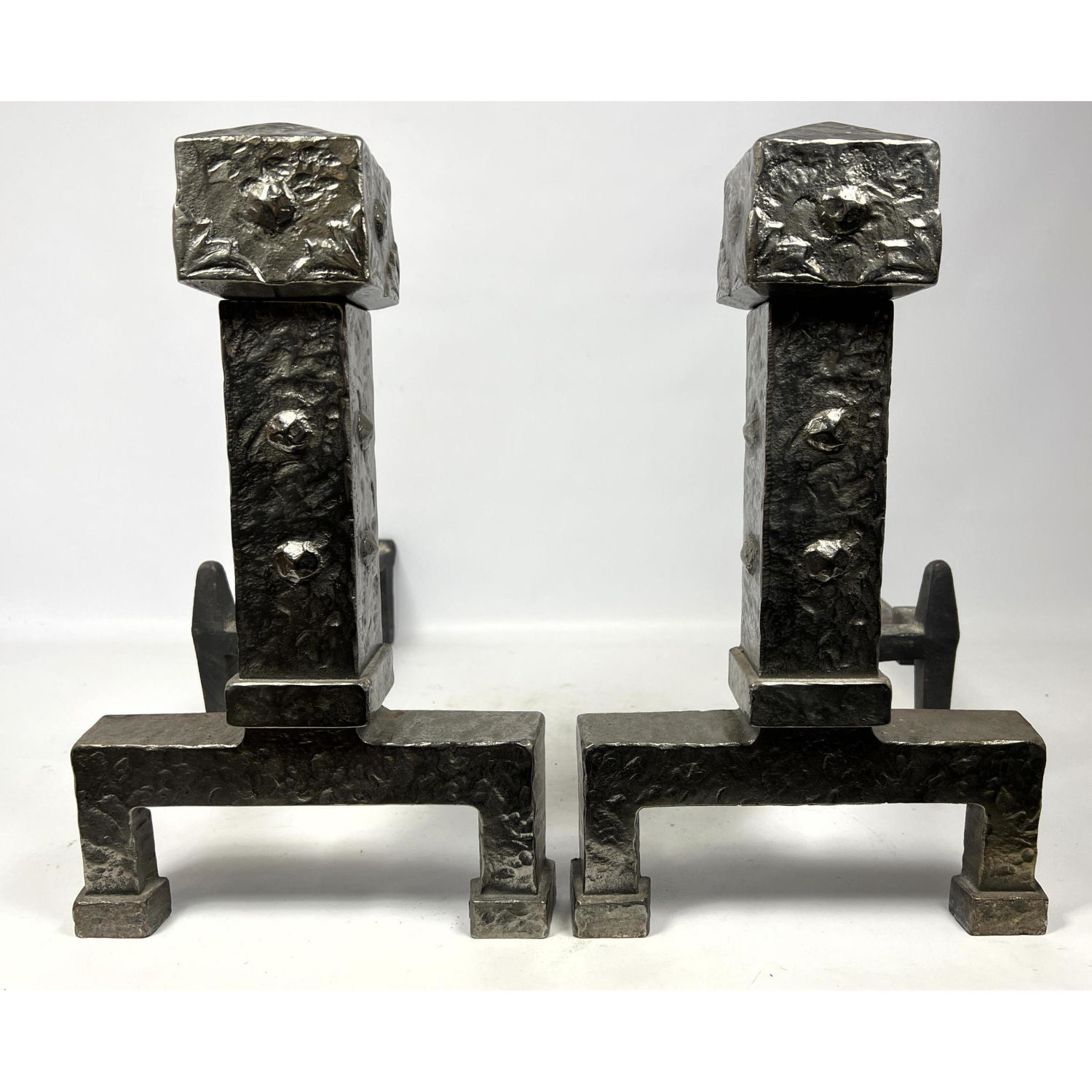 Pair of Arts and Crafts Iron Andirons 2ff169