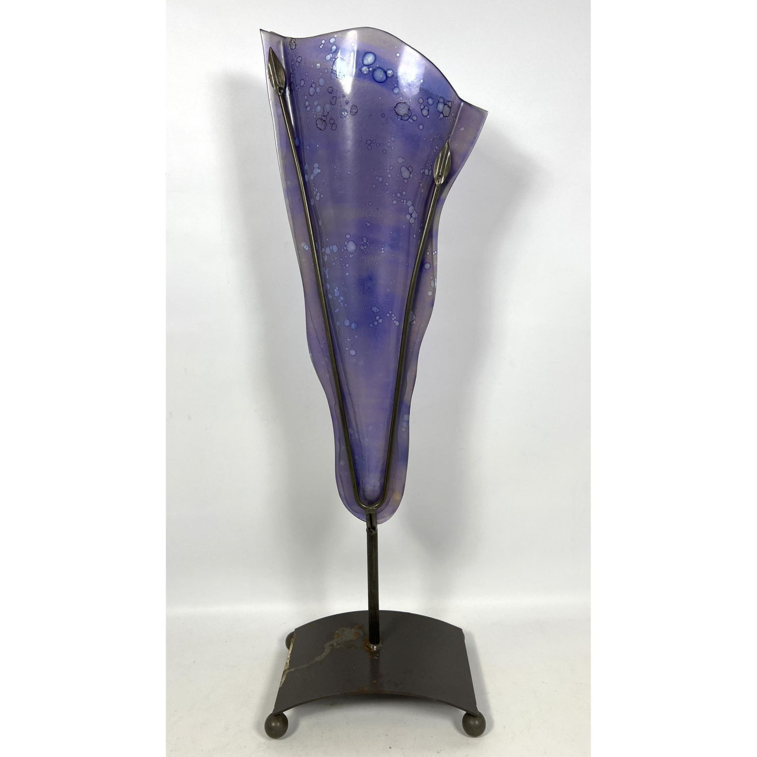 Blue Purple Glass Cone Vase in