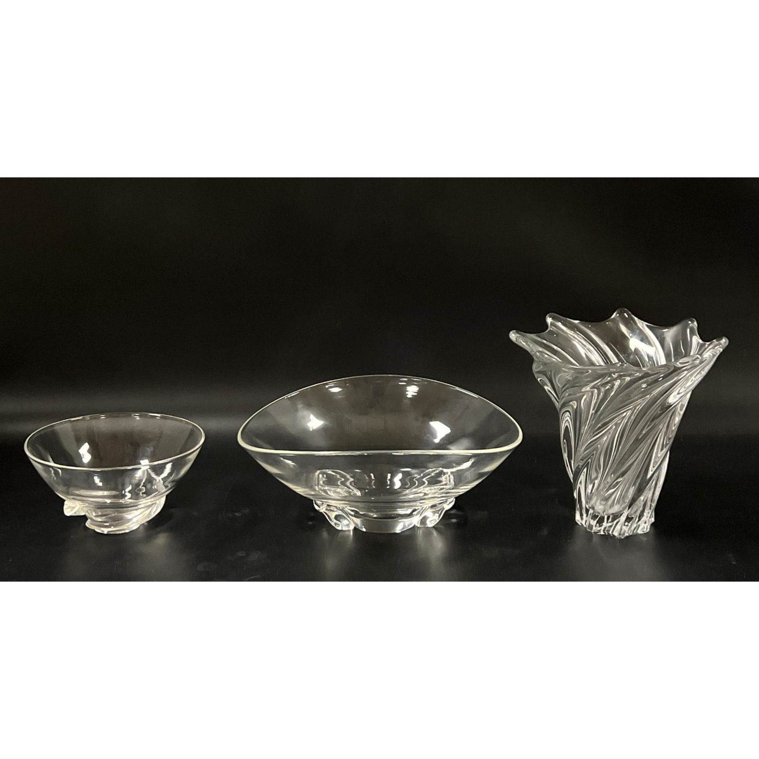 3pc Crystal 2 Pc Steuben Bowls  2ff1a3