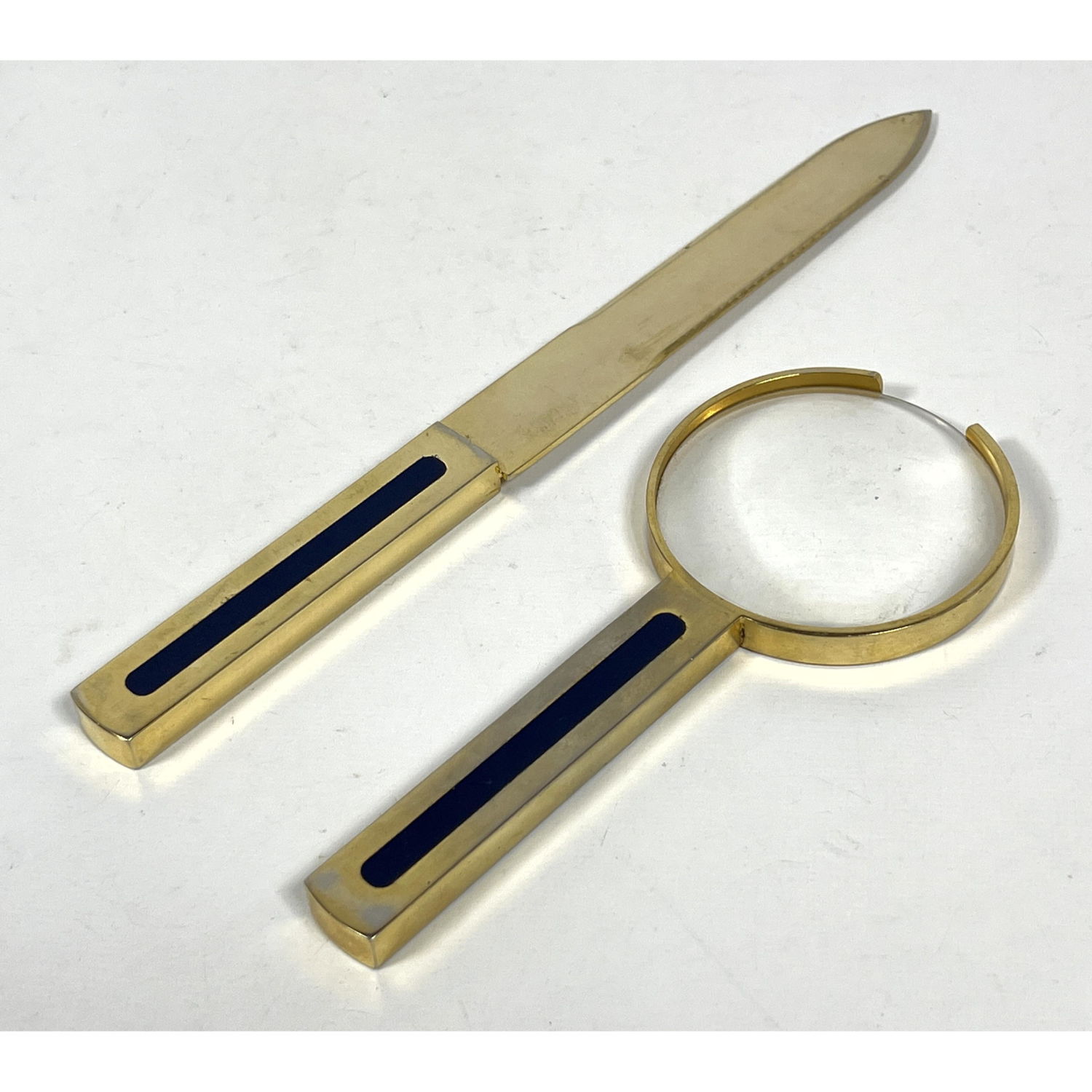 Italian Brass and Enamel Desk Accessories.