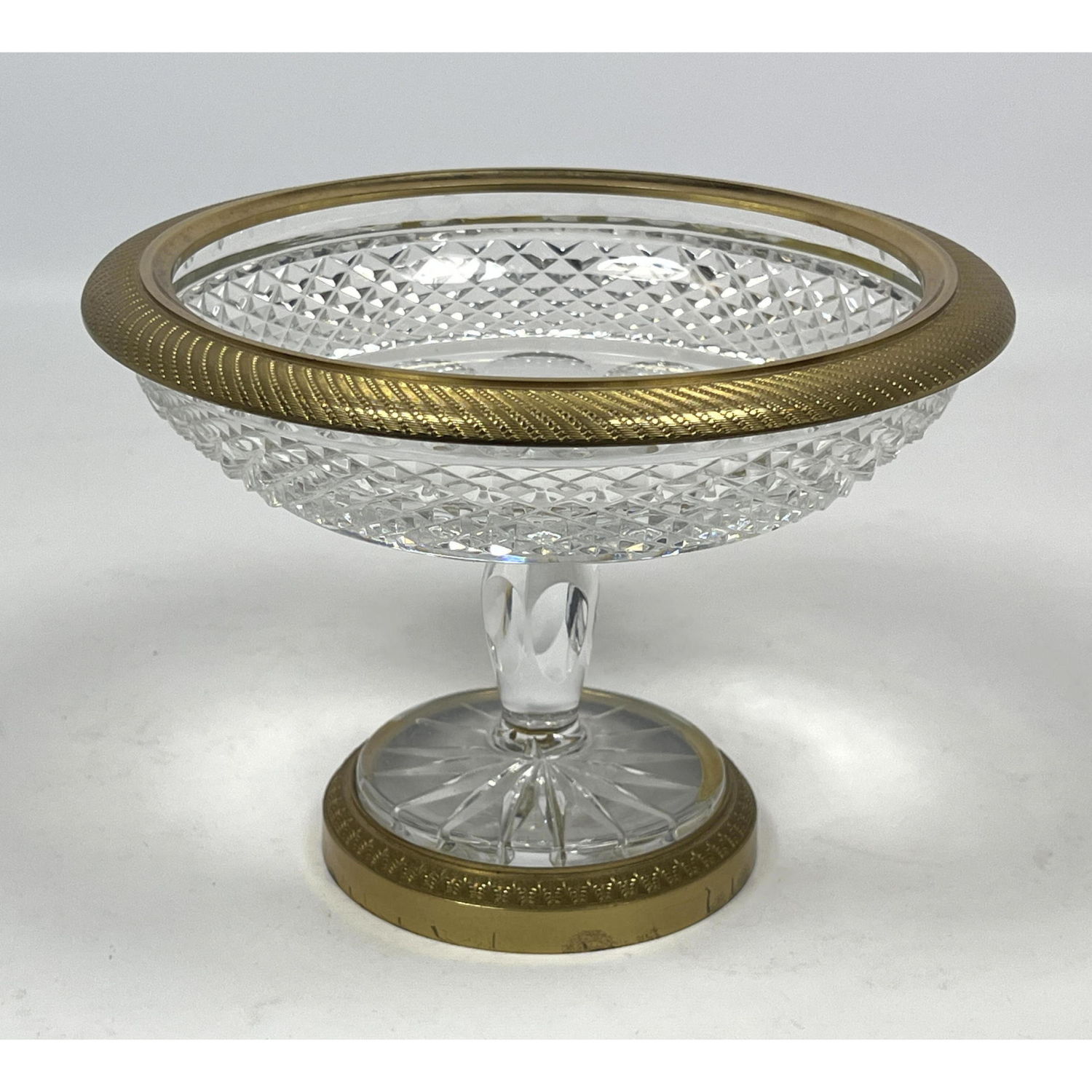 Cut Crystal Compote. Bronze Mount