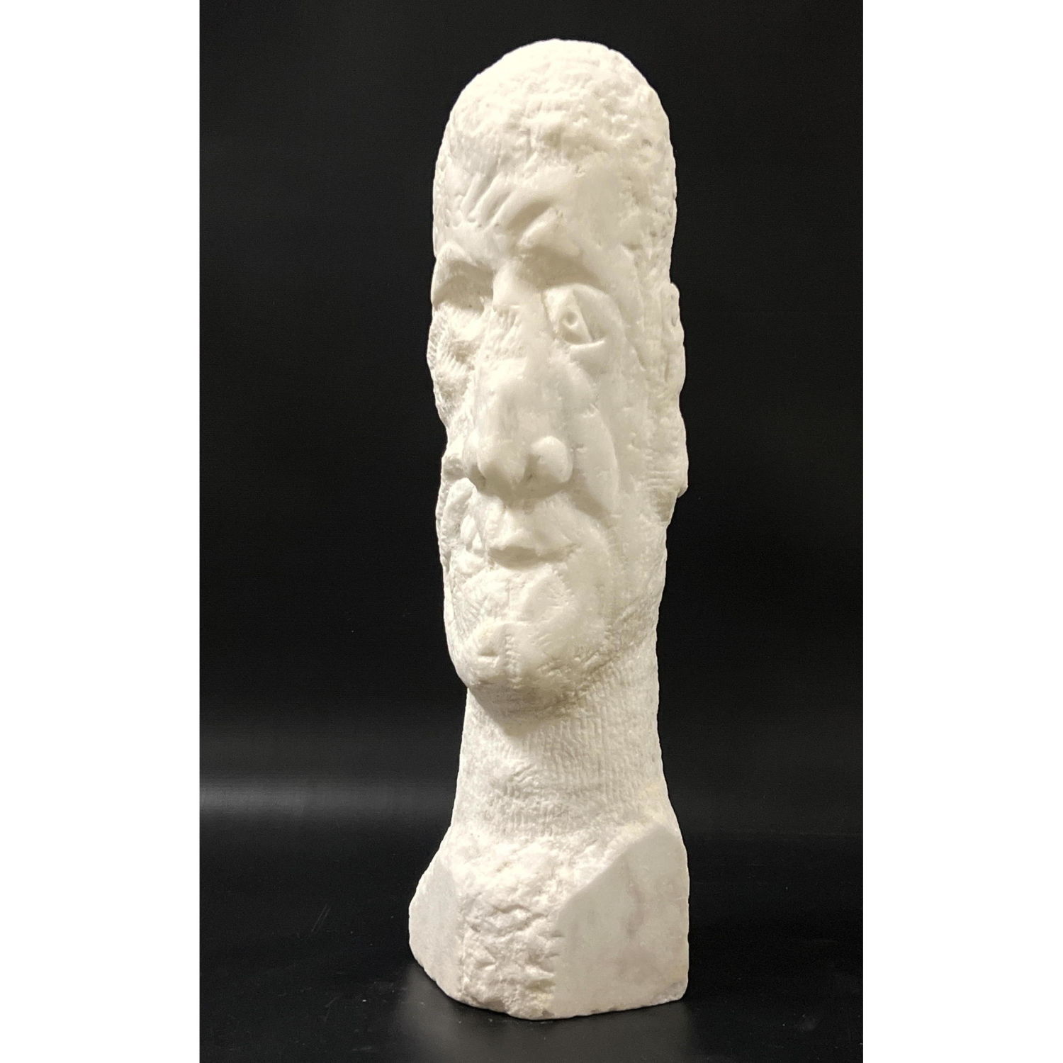 Carved Marble Portrait Bust. Elongated