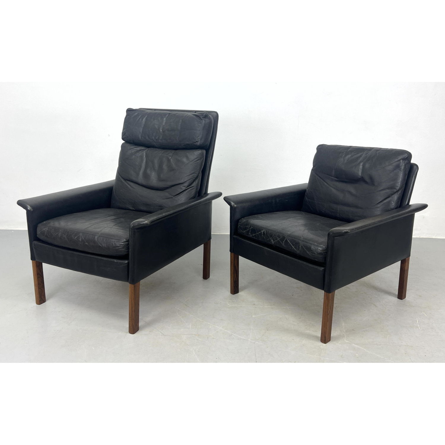 2pc Scandinavian Rosewood and Leather