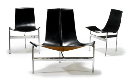 Three leather and chrome chairs 4cb67