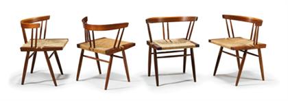 Four grass seated walnut chairs 4cb68
