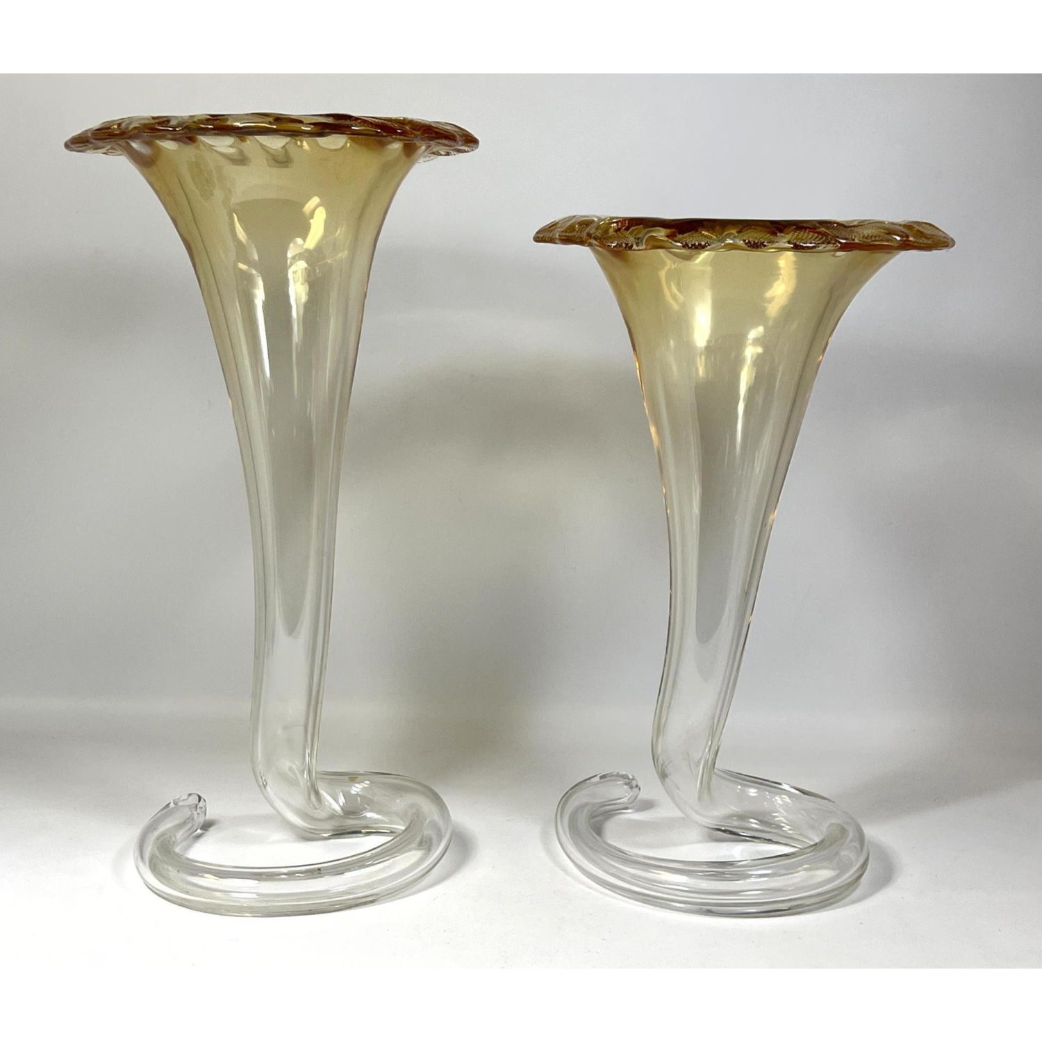 2pc Floriform Art Glass Vases  2ff240