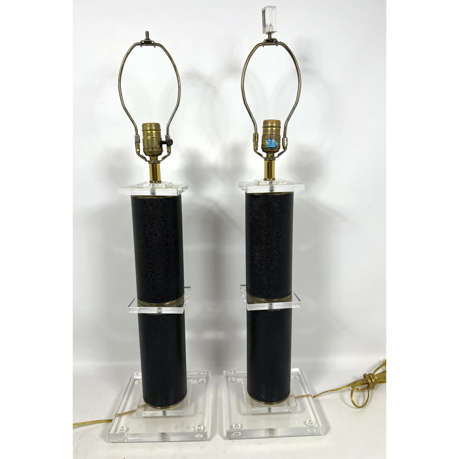 Faux Shagreen and Lucite Column 2ff261