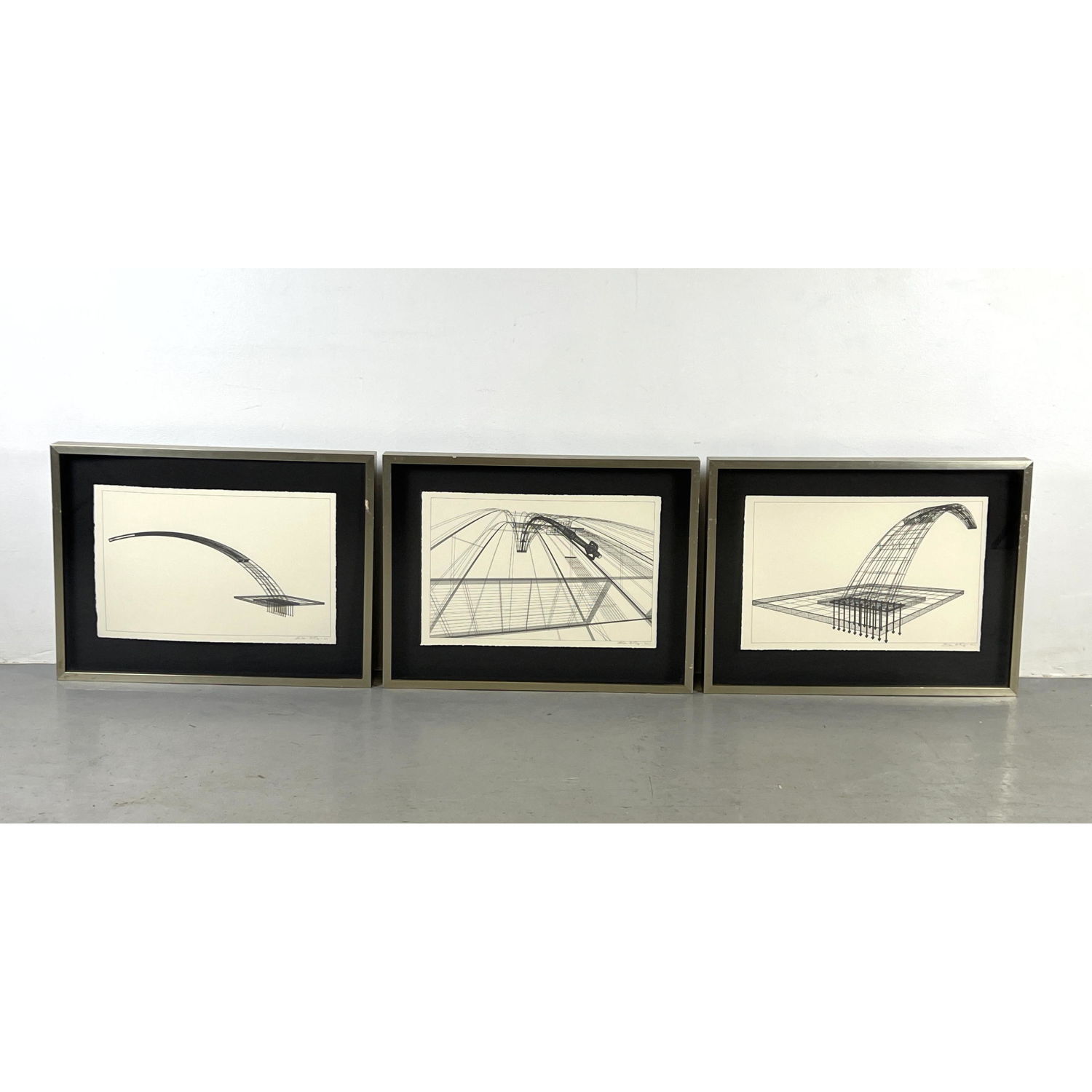 3pc signed Architectural Etchings  2ff285