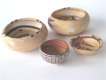 Four painted Southwestern bowls