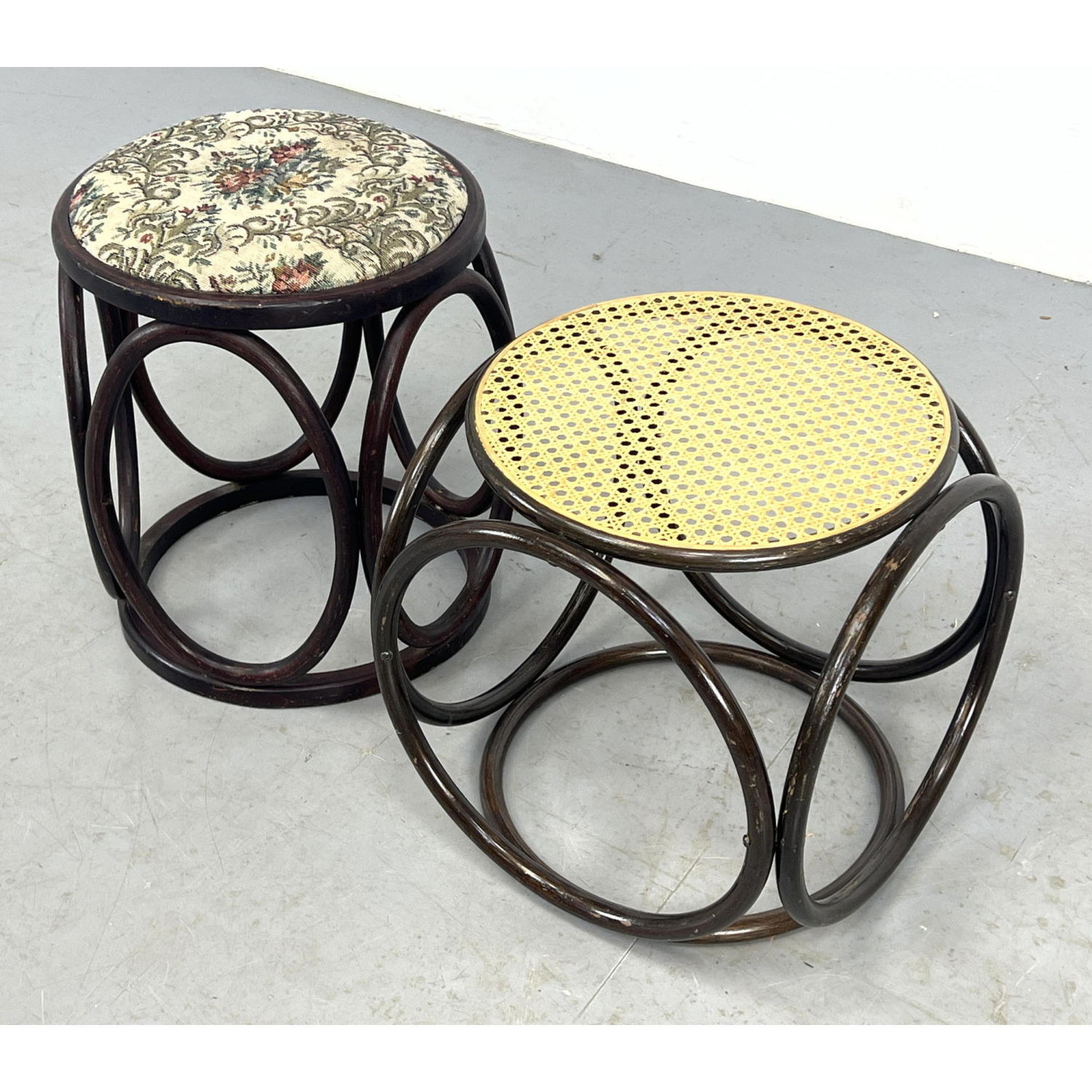 2pc Bentwood Stools. Foot rests.