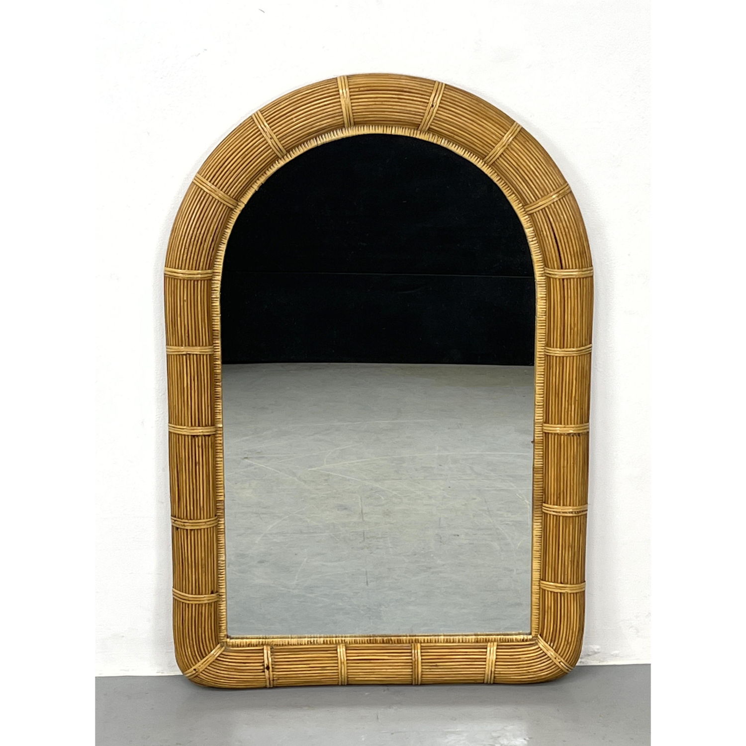 Wrapped Rattan Arch Top Wall Mirror  2ff34d