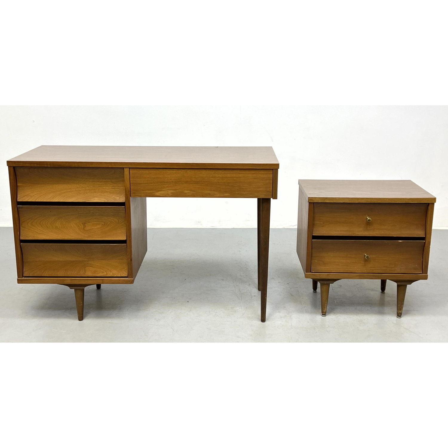 2pc Modernist Desk and Night Stand.