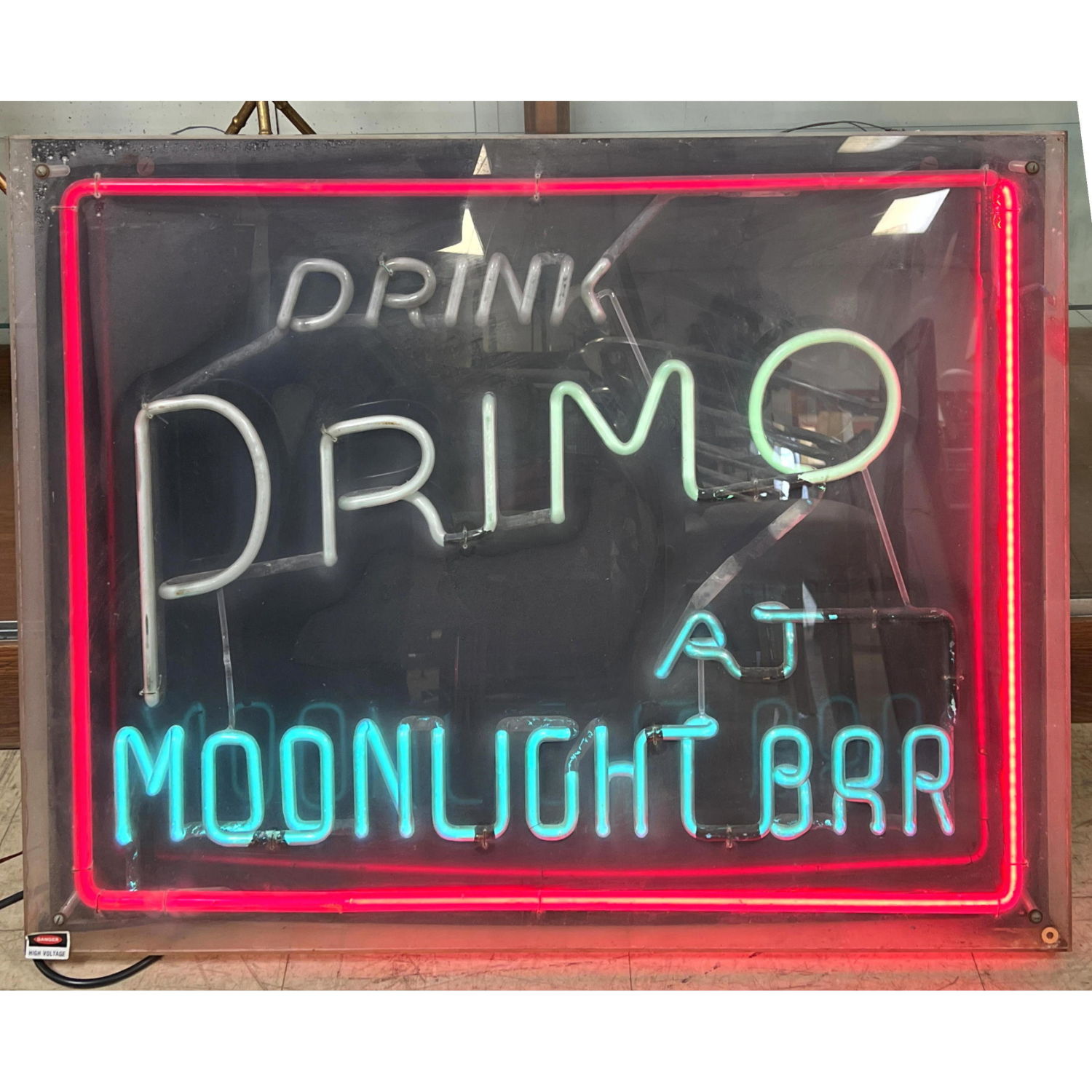 Vintage Neon Bar Sign Drink PRIMO 2ff3a4