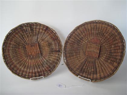 Two Hopi coiled basket trays  