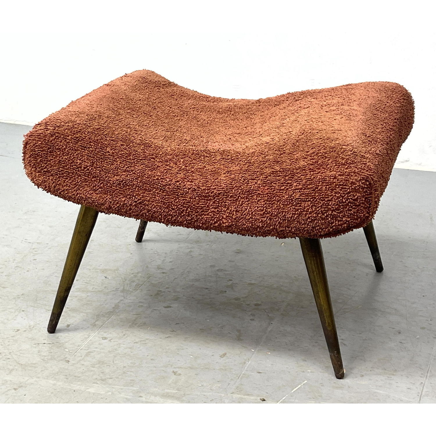Modernist Plush Rust Colored Upholstered