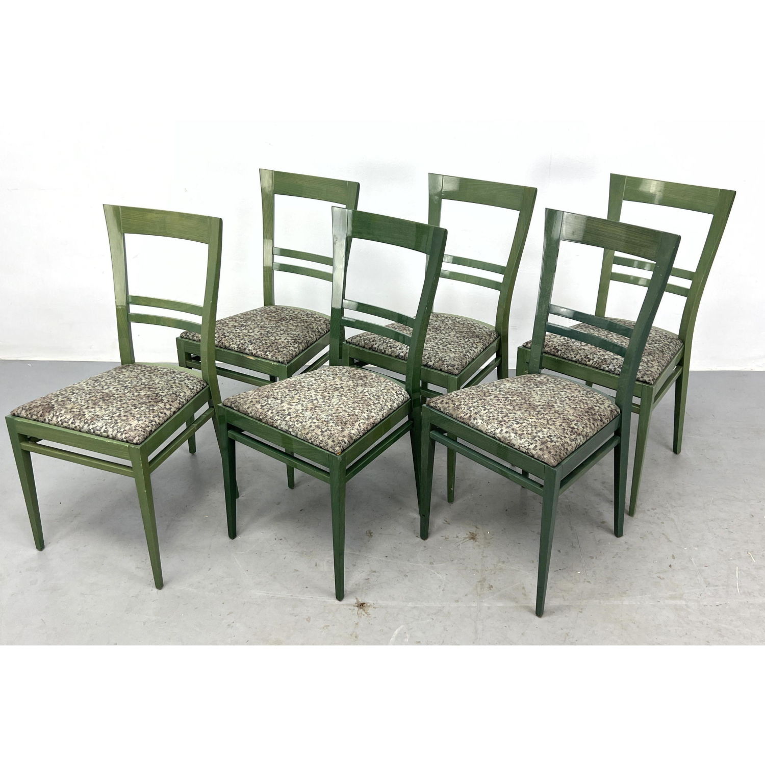 Set 6 Italian Style Green Lacquered