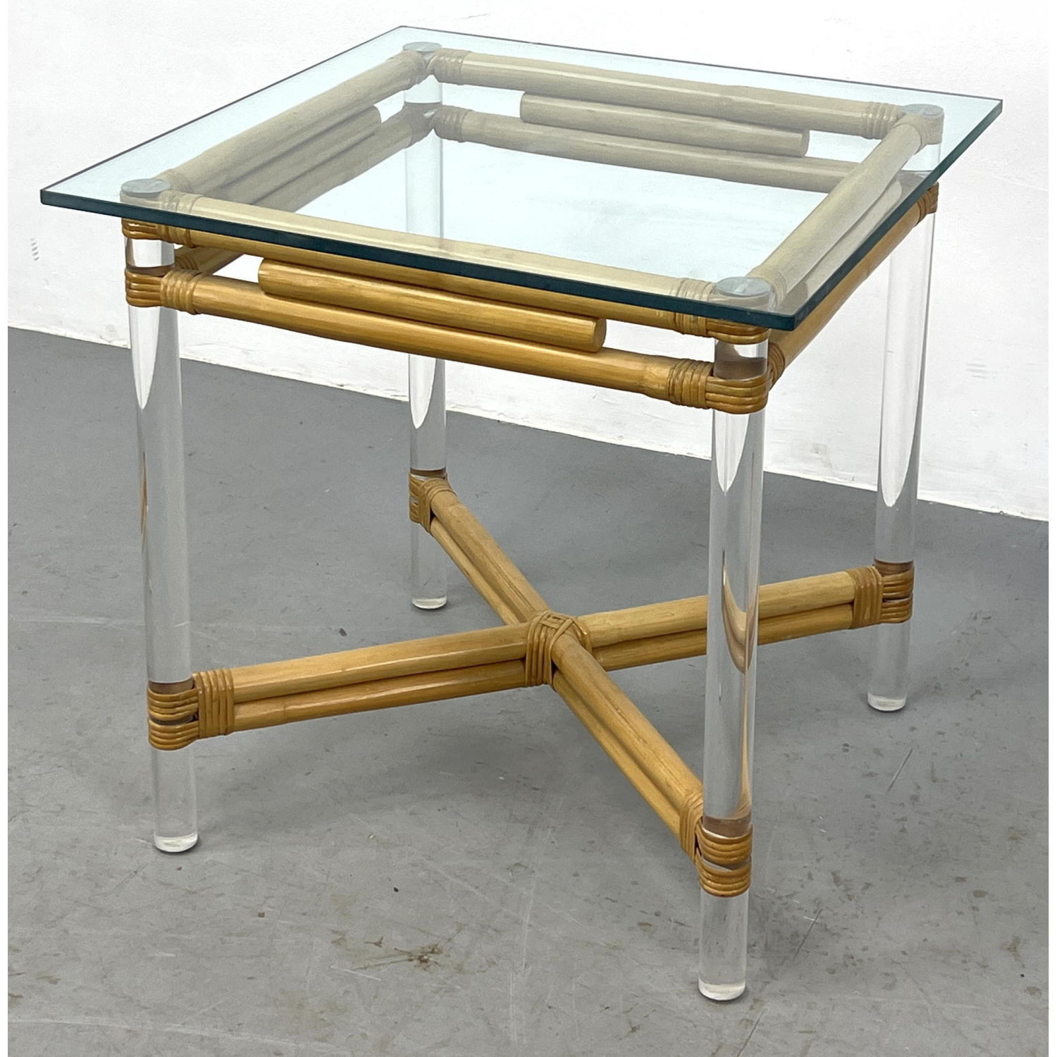 Bamboo Lucite Glass Top Occasional 2ff412