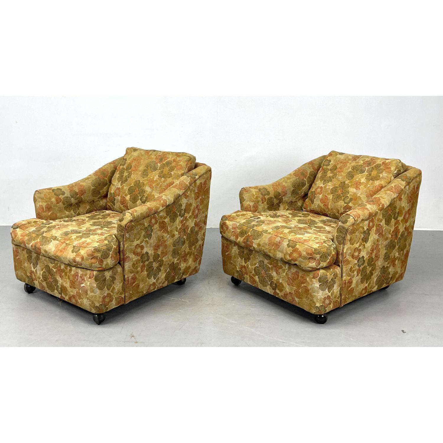 Pr Floral Upholstered Modernist