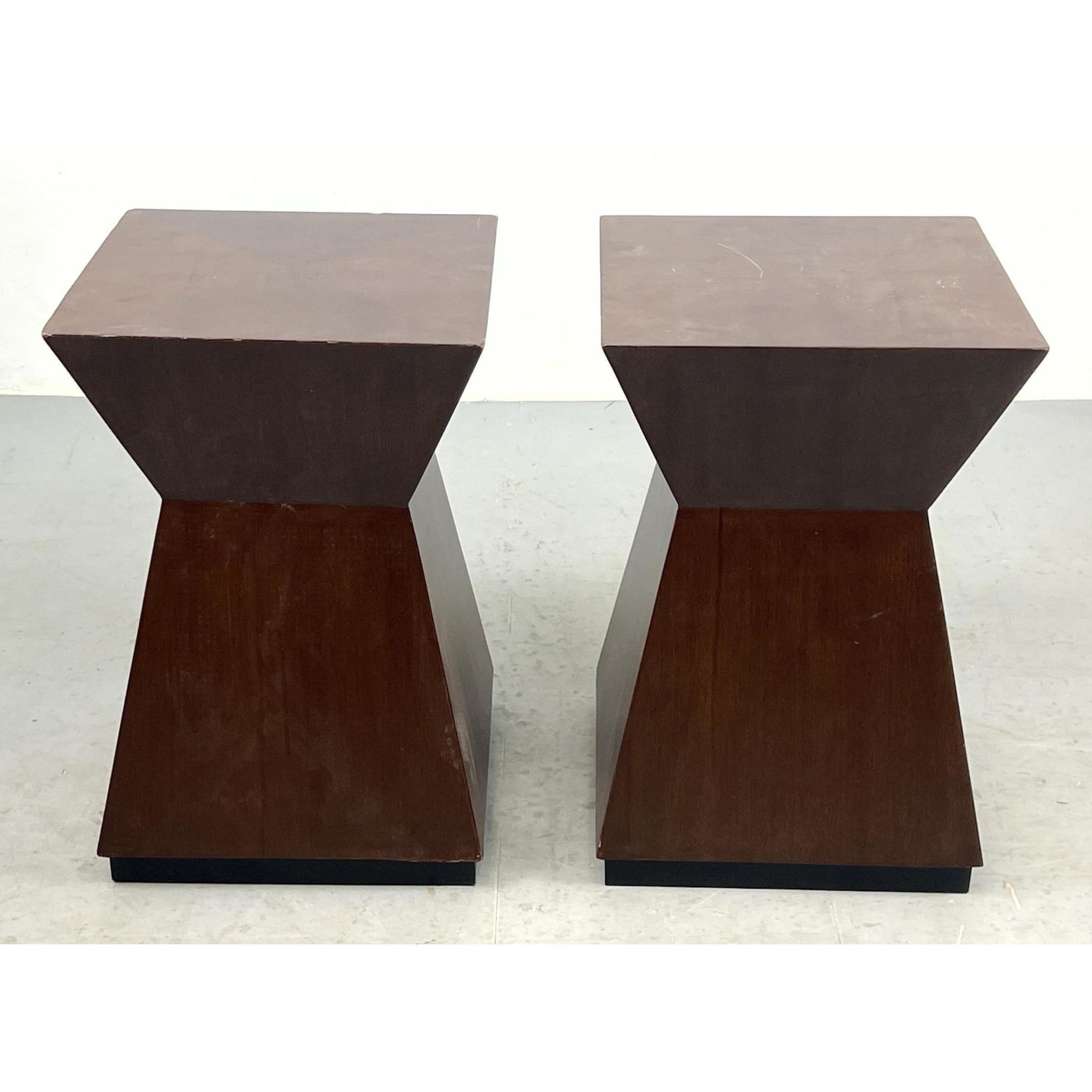 Pair Corseted Stool Pedestal Tables  2ff44e