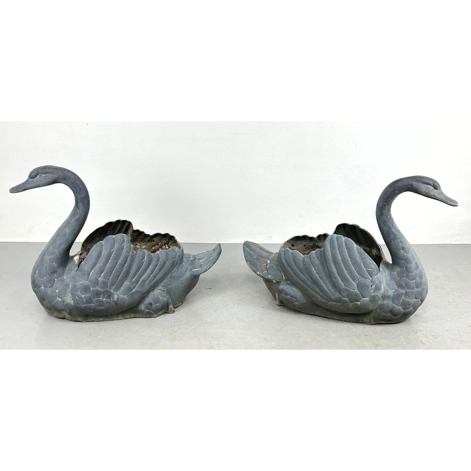 Pr Large Vintage Swan Figural Planters.