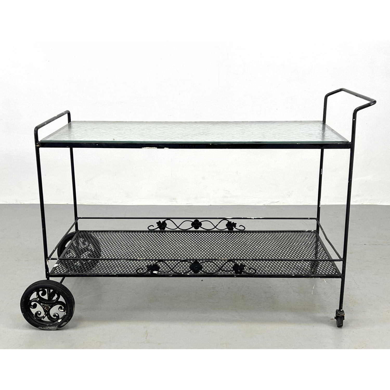 Black Iron Rolling Serving Cart.