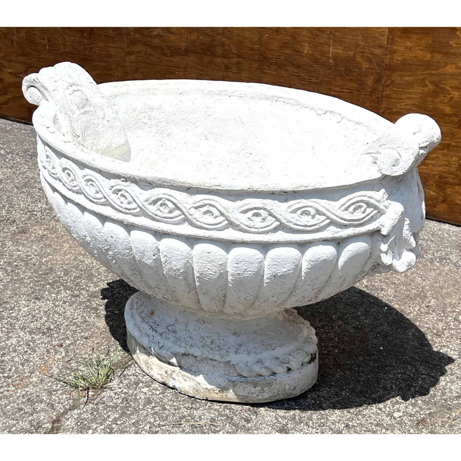 Oval Cast Concrete Handled Planter  2ff48c